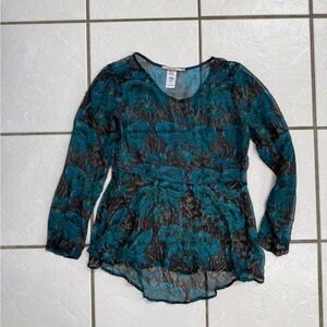 Language Teal and Black Women's Top size XSmall
